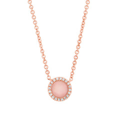 0.04ct Diamond & 0.28ct Pink Opal 14k Rose Gold Necklace 0.04ct Diamond & 0.28ct Pink Opal 14k Rose Gold Necklace