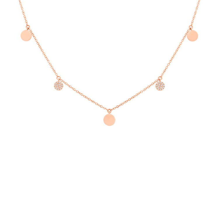 0.06ct 14k Rose Gold Diamond Pave Circle Necklace 0.06ct 14k Rose Gold Diamond Pave Circle Necklace