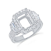 2.05ct 18k White Gold Diamond Semi-mount Ring for 10x8mm Center