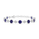 0.41ct Diamond & 3.49ct Lapis 14k White Gold Bracelet