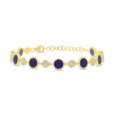 0.41ct Diamond & 3.49ct Lapis 14k Yellow Gold Bracelet