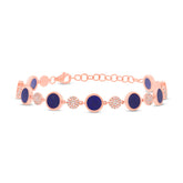 0.41ct Diamond & 3.49ct Lapis 14k Rose Gold Bracelet