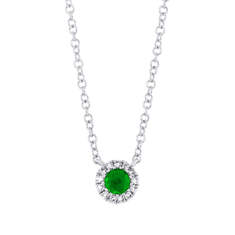 0.04ct Diamond & 0.11ct Green Garnet 14k White Gold Diamond Pendant 0.04ct Diamond & 0.11ct Green Garnet 14k White Gold Diamond Pendant