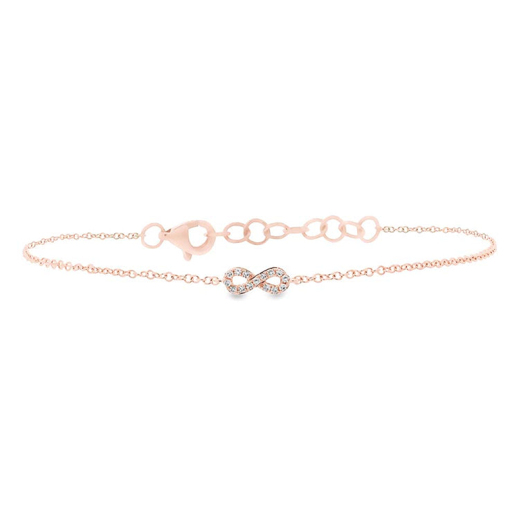 0.04ct 14k Rose Gold Diamond Infinity Bracelet 0.04ct 14k Rose Gold Diamond Infinity Bracelet