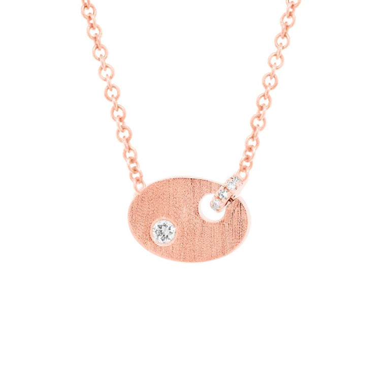 0.06ct 14k Rose Gold Diamond Oval Necklace 0.06ct 14k Rose Gold Diamond Oval Necklace