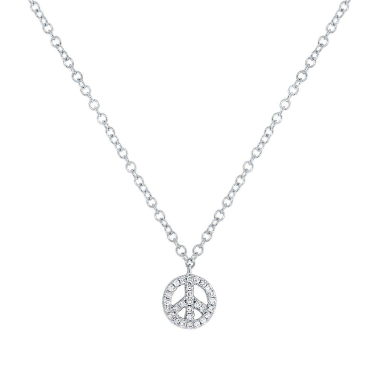 0.06ct 14k White Gold Diamond Peace Sign Pendant 0.06ct 14k White Gold Diamond Peace Sign Pendant