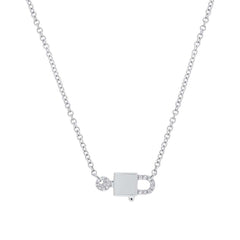 0.04ct 14k White Gold Diamond Lock & Key Pendant 0.04ct 14k White Gold Diamond Lock & Key Pendant