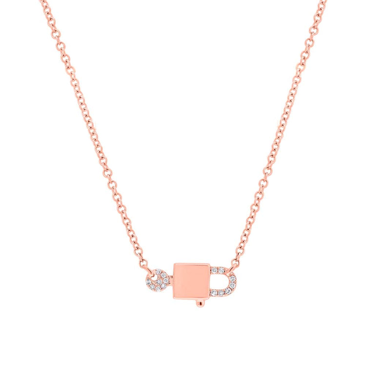 0.04ct 14k Rose Gold Diamond Lock & Key Pendant 0.04ct 14k Rose Gold Diamond Lock & Key Pendant