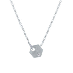 0.05ct 14k White Gold Diamond Hexagon Necklace 0.05ct 14k White Gold Diamond Hexagon Necklace