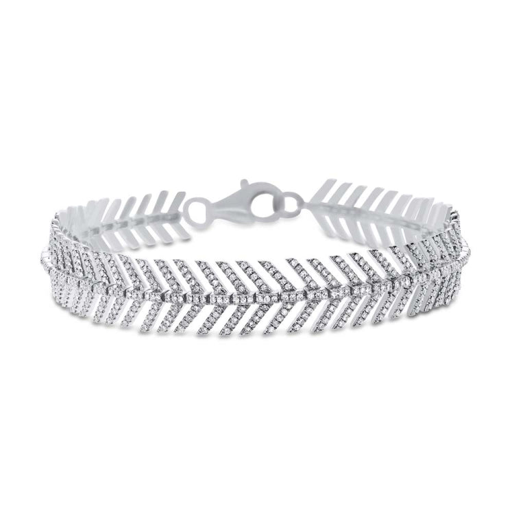 1.45ct 14k White Gold Diamond Feather Bracelet 1.45ct 14k White Gold Diamond Feather Bracelet