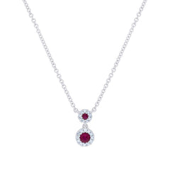 0.06ct Diamond & 0.12ct Ruby 14k White Gold Pendant 0.06ct Diamond & 0.12ct Ruby 14k White Gold Pendant