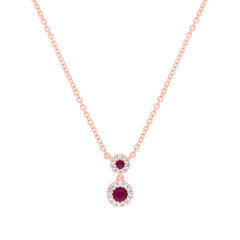 0.06ct Diamond & 0.12ct Ruby 14k Rose Gold Pendant 0.06ct Diamond & 0.12ct Ruby 14k Rose Gold Pendant