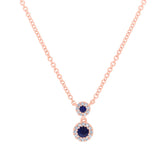 0.06ct Diamond &0.13ct Blue Sapphire 14k Rose Gold Pendant
