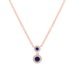 0.06ct Diamond &0.13ct Blue Sapphire 14k Rose Gold Pendant 0.06ct Diamond &0.13ct Blue Sapphire 14k Rose Gold Pendant