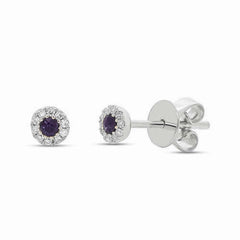 0.05ct Diamond and 0.11ct Blue Sapphire 14k White Gold Stud Earring 0.05ct Diamond and 0.11ct Blue Sapphire 14k White Gold Stud Earring