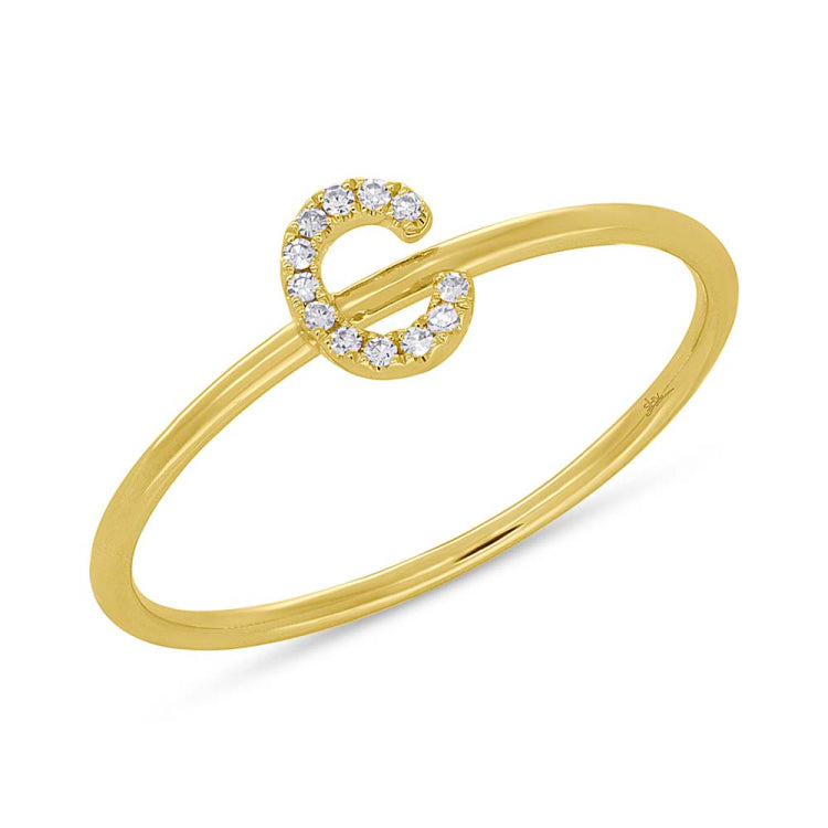 0.04ct 14k Yellow Gold Diamond Lady's Ring - Letter C 0.04ct 14k Yellow Gold Diamond Lady's Ring - Letter C