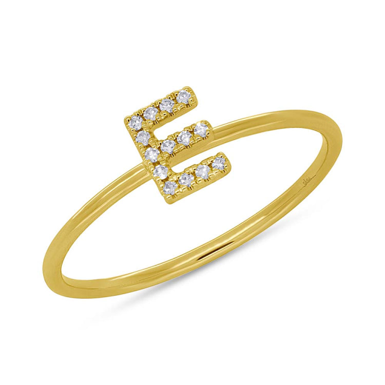 0.05ct 14k Yellow Gold Diamond Lady's Ring - Letter E 0.05ct 14k Yellow Gold Diamond Lady's Ring - Letter E