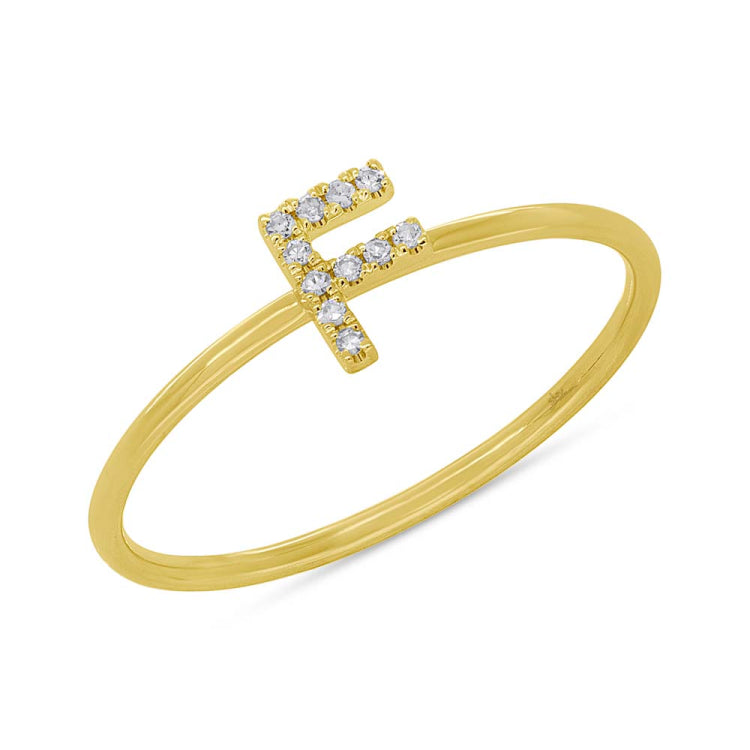 0.04ct 14k Yellow Gold Diamond Lady's Ring - Letter F 0.04ct 14k Yellow Gold Diamond Lady's Ring - Letter F