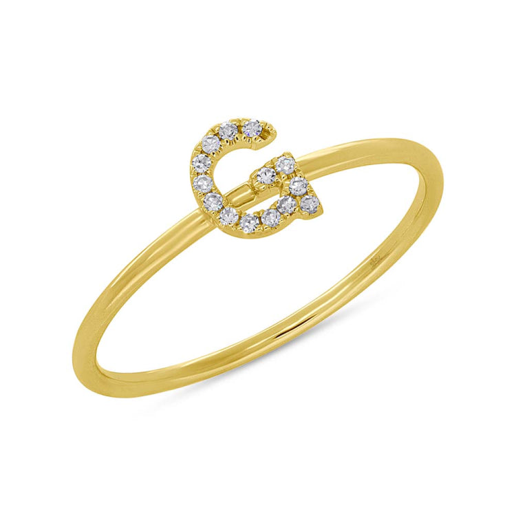 0.05ct 14k Yellow Gold Diamond Lady's Ring - Letter G 0.05ct 14k Yellow Gold Diamond Lady's Ring - Letter G