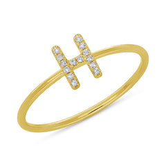 0.05ct 14k Yellow Gold Diamond Lady's Ring - Letter H 0.05ct 14k Yellow Gold Diamond Lady's Ring - Letter H