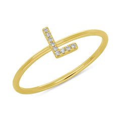 0.03ct 14k Yellow Gold Diamond Lady's Ring - Letter L 0.03ct 14k Yellow Gold Diamond Lady's Ring - Letter L