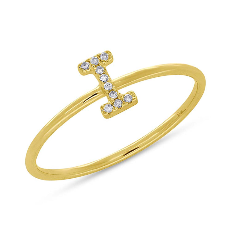 0.03ct 14k Yellow Gold Diamond Lady's Ring - Letter I 0.03ct 14k Yellow Gold Diamond Lady's Ring - Letter I