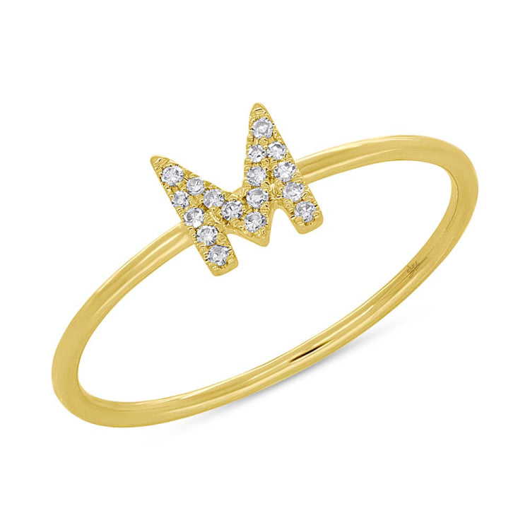 0.05ct 14k Yellow Gold Diamond Lady's Ring - Letter M 0.05ct 14k Yellow Gold Diamond Lady's Ring - Letter M