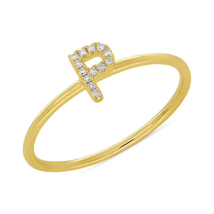 0.04ct 14k Yellow Gold Diamond Lady's Ring - Letter P 0.04ct 14k Yellow Gold Diamond Lady's Ring - Letter P