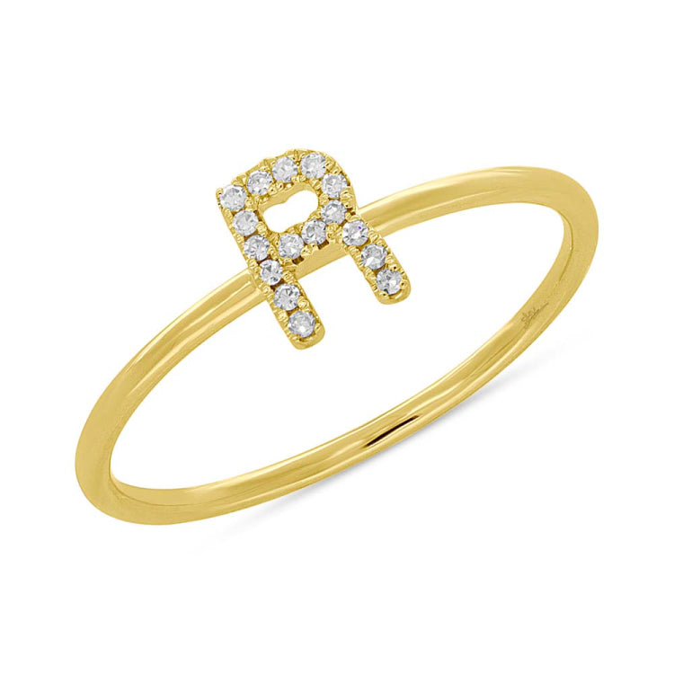 0.05ct 14k Yellow Gold Diamond Lady's Ring - Letter R 0.05ct 14k Yellow Gold Diamond Lady's Ring - Letter R