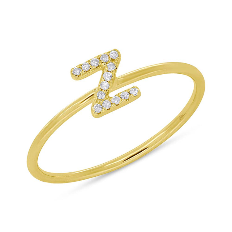 0.05ct 14k Yellow Gold Diamond Lady's Ring - Letter Z 0.05ct 14k Yellow Gold Diamond Lady's Ring - Letter Z