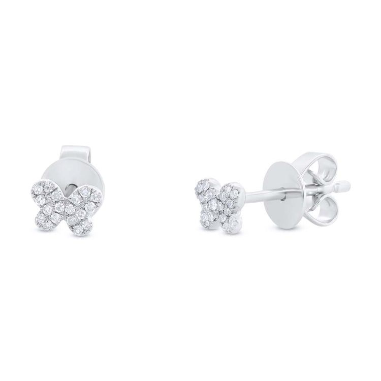 0.07ct 14k White Gold Diamond Pave Butterfly Stud Earring 0.07ct 14k White Gold Diamond Pave Butterfly Stud Earring