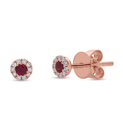 0.05ct Diamond and 0.10ct Ruby 14k Rose Gold Stud Earring 0.05ct Diamond and 0.10ct Ruby 14k Rose Gold Stud Earring