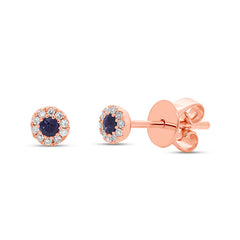0.05ct Diamond and 0.11ct Blue Sapphire 14k Rose Gold Stud Earring 0.05ct Diamond and 0.11ct Blue Sapphire 14k Rose Gold Stud Earring
