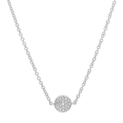 0.05ct 14k White Gold Diamond Pave Circle Choker Pendant 0.05ct 14k White Gold Diamond Pave Circle Choker Pendant