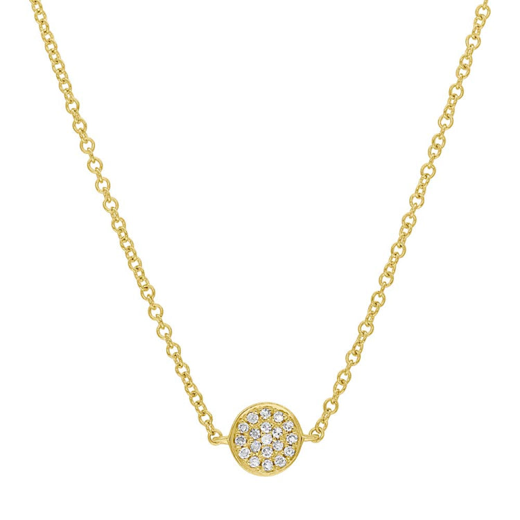 0.05ct 14k Yellow Gold Diamond Pave Circle Choker Pendant 0.05ct 14k Yellow Gold Diamond Pave Circle Choker Pendant