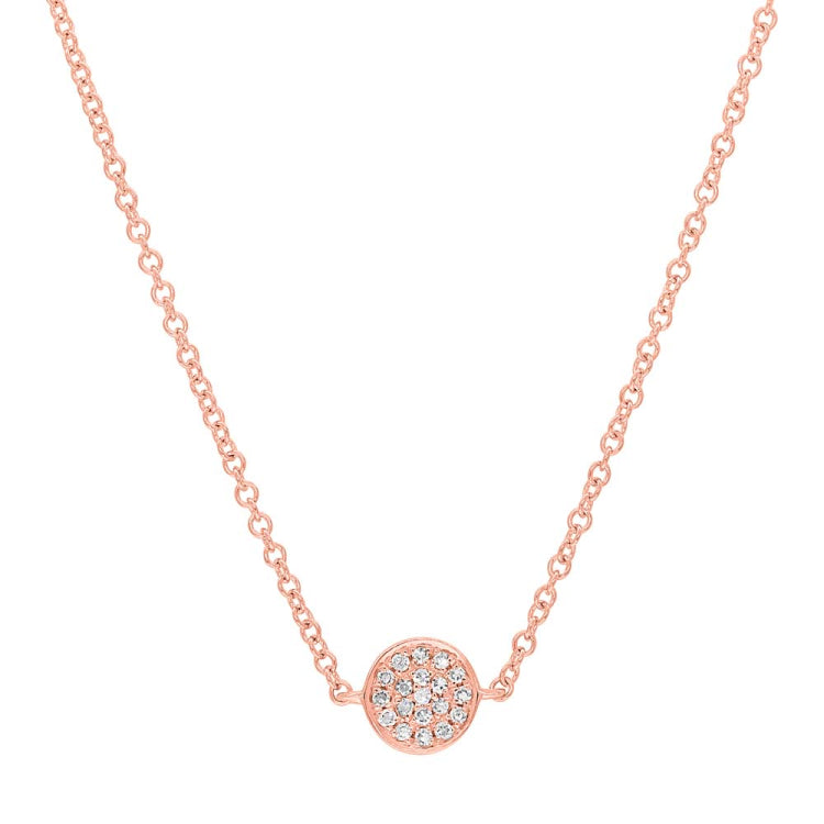 0.05ct 14k Rose Gold Diamond Pave Circle Choker Pendant 0.05ct 14k Rose Gold Diamond Pave Circle Choker Pendant