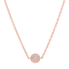 0.05ct 14k Rose Gold Diamond Pave Circle Choker Pendant 0.05ct 14k Rose Gold Diamond Pave Circle Choker Pendant