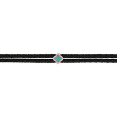 0.06ct Diamond & 0.25ct Composite Turquoise 14k Rose Gold Clover Cord Choker Necklace 0.06ct Diamond & 0.25ct Composite Turquoise 14k Rose Gold Clover Cord Choker Necklace