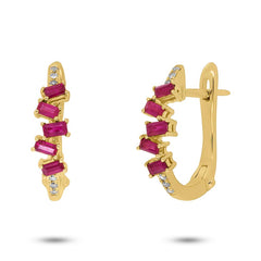 0.05ct Diamond & 0.44ct Ruby 14k Yellow Gold Huggie Earring 0.05ct Diamond & 0.44ct Ruby 14k Yellow Gold Huggie Earring