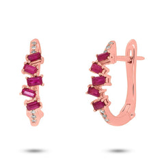 0.05ct Diamond & 0.44ct Ruby 14k Rose Gold Huggie Earring 0.05ct Diamond & 0.44ct Ruby 14k Rose Gold Huggie Earring