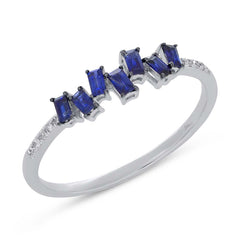 0.04ct Diamond & 0.37ct Blue Sapphire 14k White Gold Ring 0.04ct Diamond & 0.37ct Blue Sapphire 14k White Gold Ring