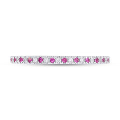0.06ct Diamond & 0.05ct Pink Sapphire 14k White Gold Lady's Band Size 5 0.06ct Diamond & 0.05ct Pink Sapphire 14k White Gold Lady's Band Size 5
