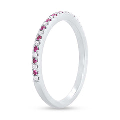 0.06ct Diamond & 0.05ct Pink Sapphire 14k White Gold Lady's Band Size 5 0.06ct Diamond & 0.05ct Pink Sapphire 14k White Gold Lady's Band Size 5