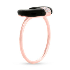 0.04ct Diamond and 1.70ct Onyx 14k Rose Gold Crescent Ring 0.04ct Diamond and 1.70ct Onyx 14k Rose Gold Crescent Ring