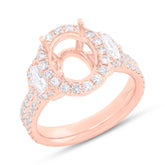 1.45ct 18k Rose Gold Diamond Semi-mount Ring for 10x8mm Center