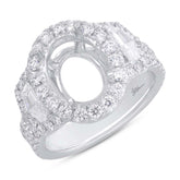 2.10ct 18k White Gold Diamond Semi-mount Ring for 11x9mm Center
