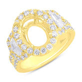 2.10ct 18k Yellow Gold Diamond Semi-mount Ring for 11x9mm Center