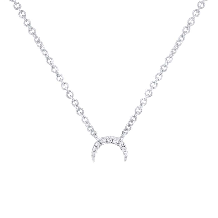 0.02ct 14k White Gold Diamond Crescent Necklace 0.02ct 14k White Gold Diamond Crescent Necklace
