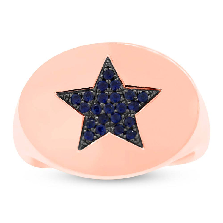 0.19ct 14k Rose Gold Blue Sapphire Star Lady's Ring Size 3.5 0.19ct 14k Rose Gold Blue Sapphire Star Lady's Ring Size 3.5