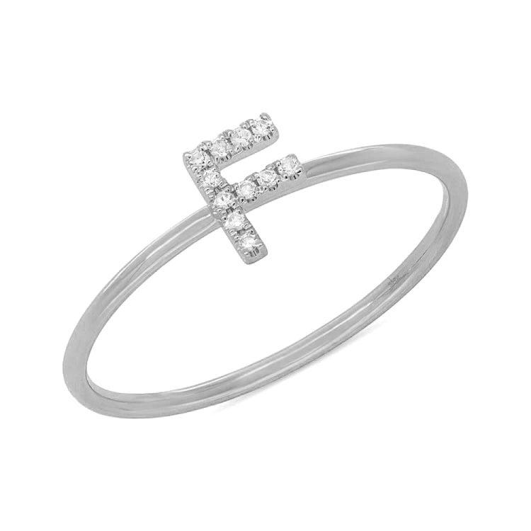 0.04ct 14k White Gold Diamond Lady's Ring - Letter F 0.04ct 14k White Gold Diamond Lady's Ring - Letter F
